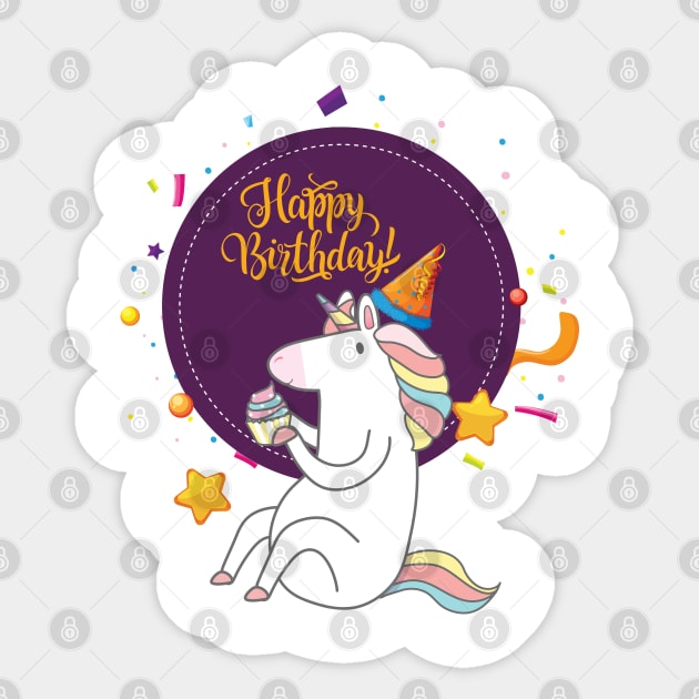 unicorn birthday Sticker by SULY